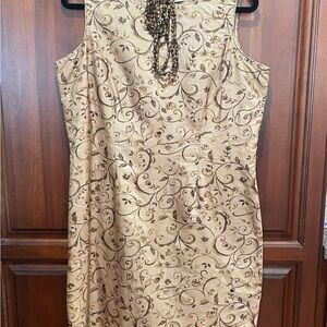 Charter Club Gold Floral Jacquard Midi Sheath Dress